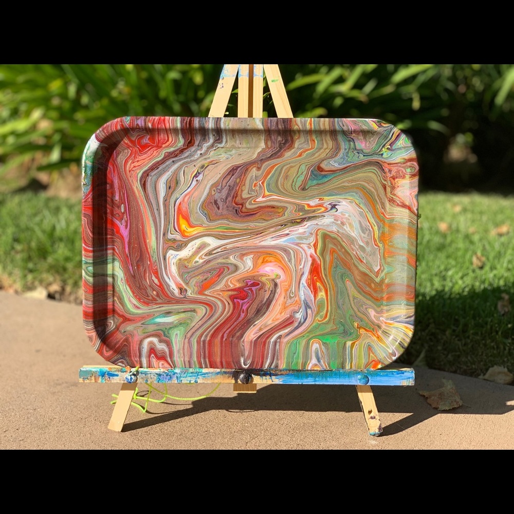 Hippie Psychedelic metal  rolling tray 10”X14”